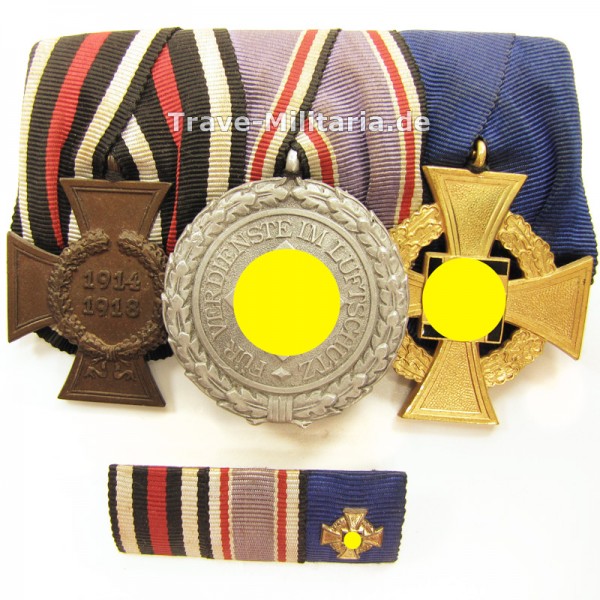 3er Ordenspange mit Luftschutz-Ehrenzeichen 2. Klasse und Treuedienstehrenzeichen 40