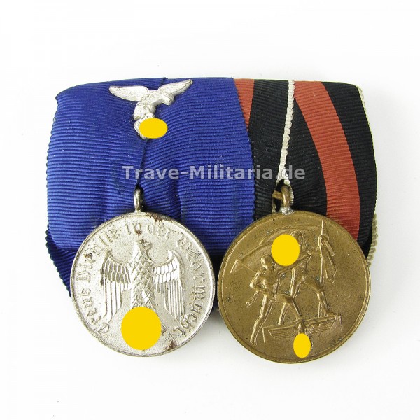 2er Ordenspange Dienstauszeichnung Luftwaffe und Sudetenmedaille
