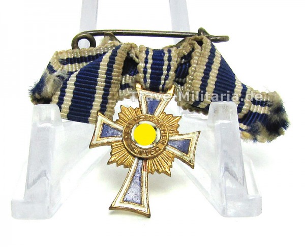 Miniatur Ehrenkreuz der Deutschen Mutter in Gold an Damenschleife