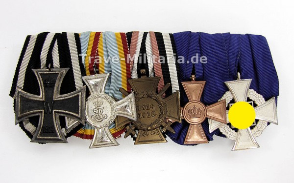 große 5er Ordenspange Mecklenburg Strelitz - Preussen