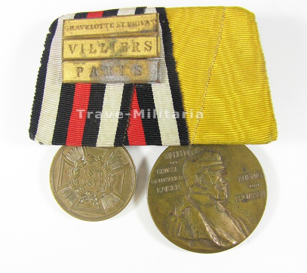 Ordenspange KDM 1870/71 und Erinnerungsmedaille Kaiser Wilhelm 1.